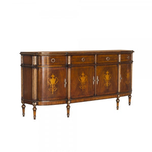Louis XVI Four Door Buffet in subdued light brown and Inlay