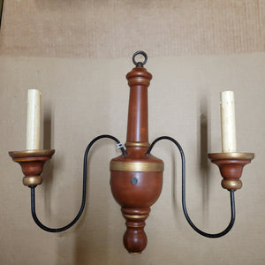 Two Light Wood Sconce - Brown