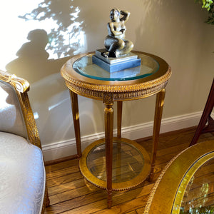 Louis XVI Round Side Table with Gold Leaf Finish