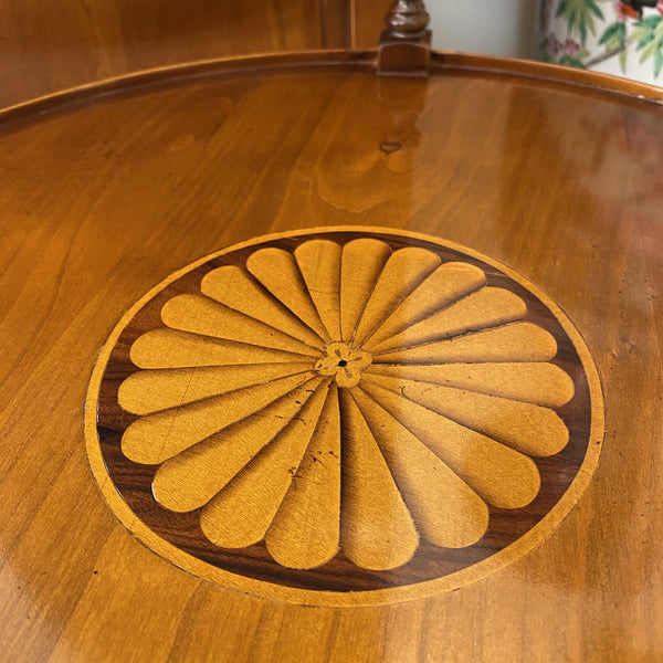 **Round Side Table with Floral Inlay