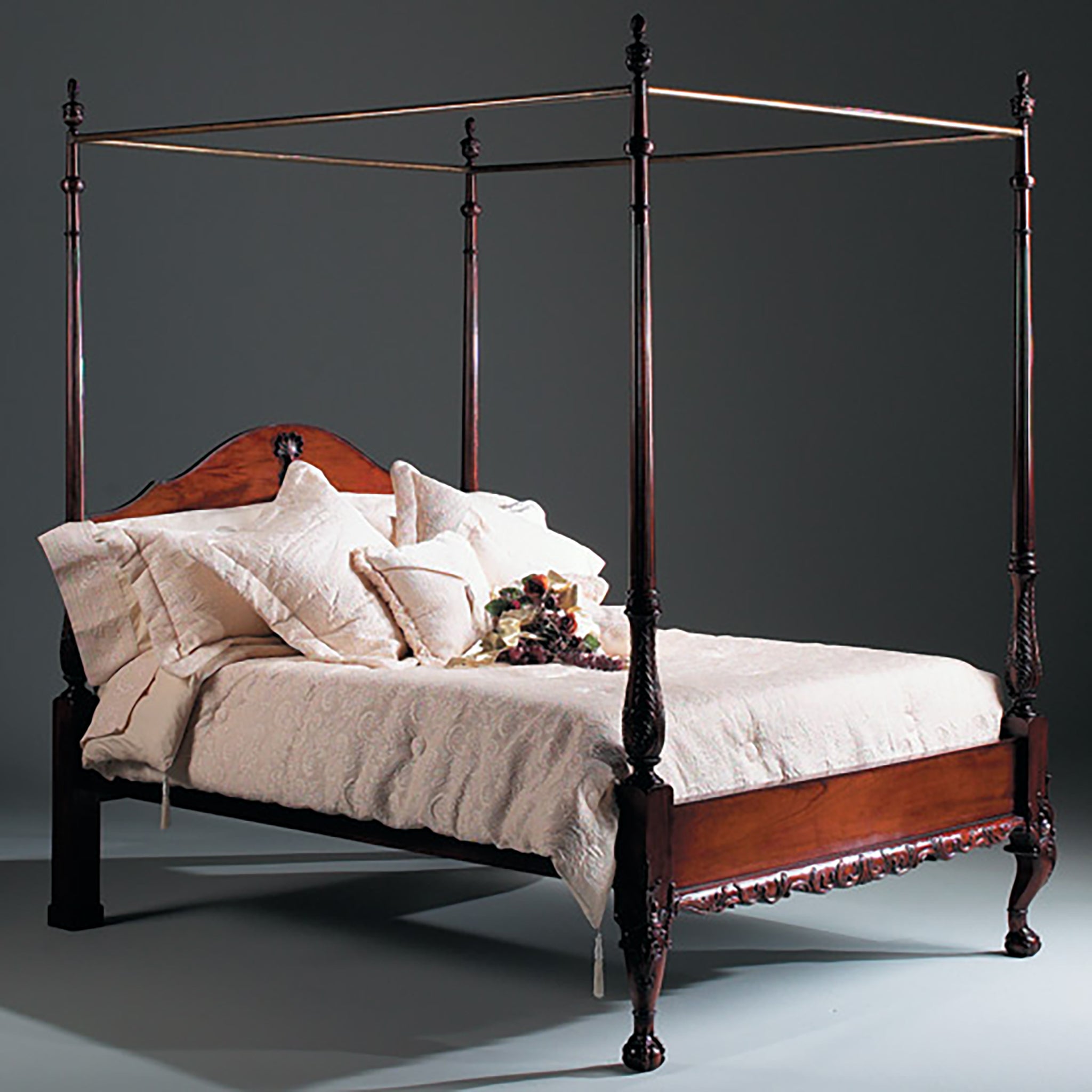 Hand Carved Mahogany Four Corner Bed - King Size