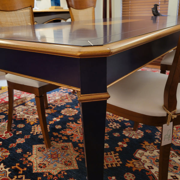 Bleu Annecy Directoire Dining Table - Midnight and Gold Finish