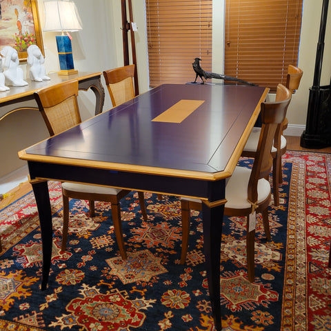 Bleu Annecy Directoire Dining Table - Midnight and Gold Finish