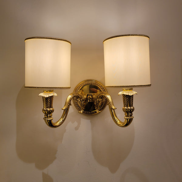 Two Light Solid Brass Sconce with Shade