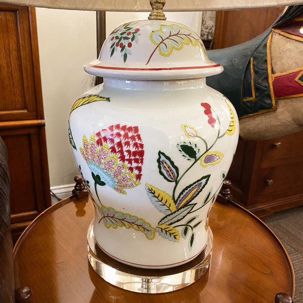 Large Floral Porcelain Table Lamp