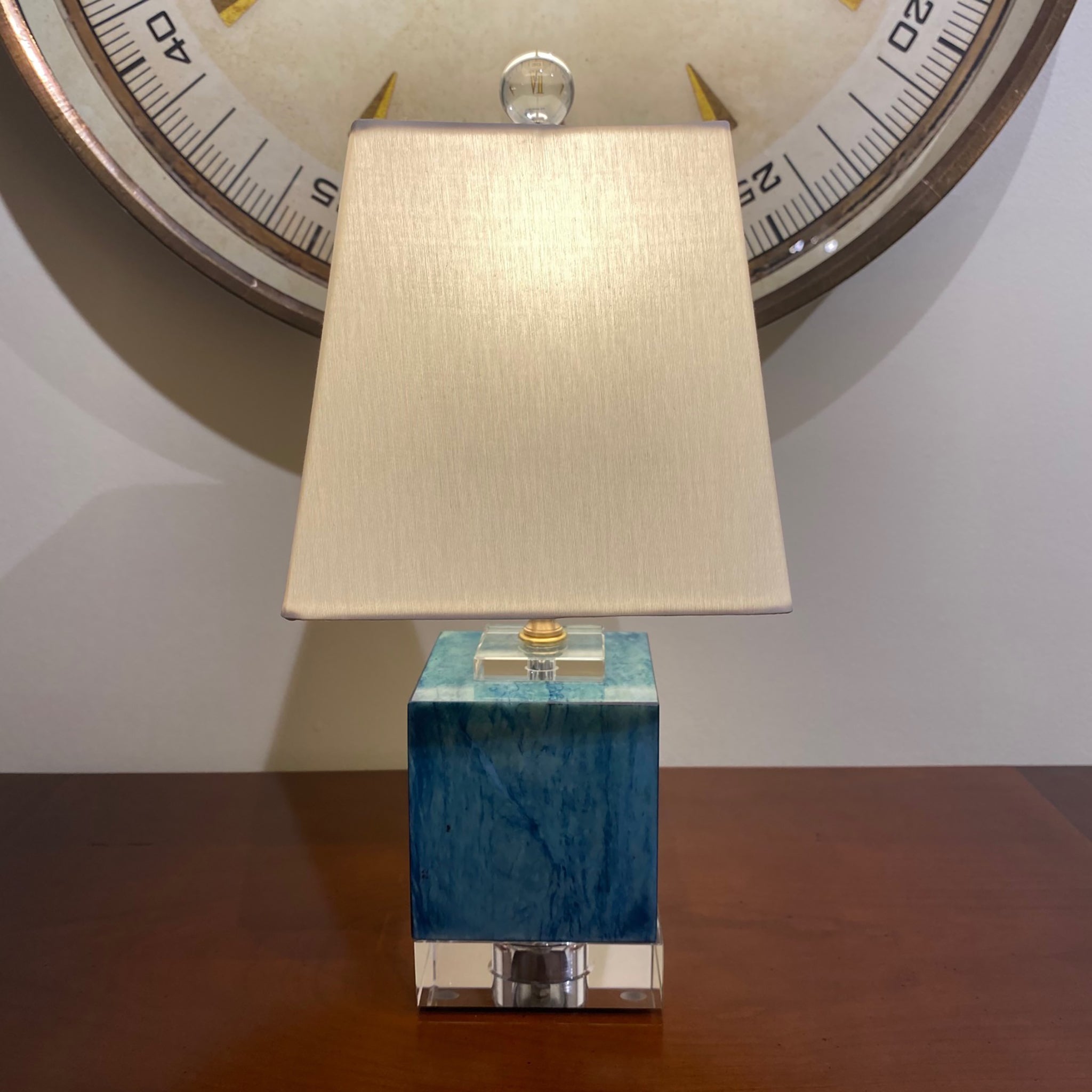 Blue Jade Mini Crystal Base Table Lamp