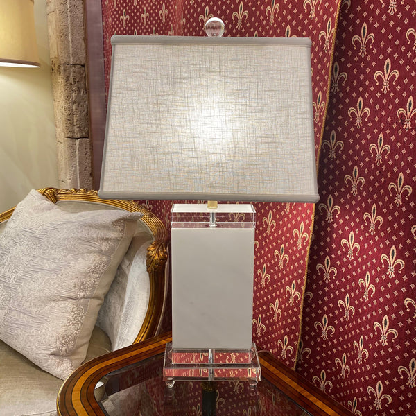White Jade And Crystal Table Lamp