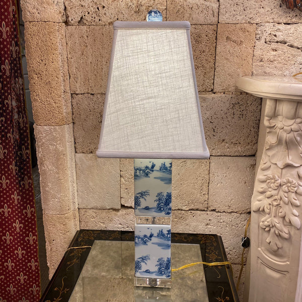 Blue and Crystal Chinoiserie Table Lamp