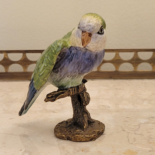 Petite Porcelain Bird - Hand Painted with Bronze Base