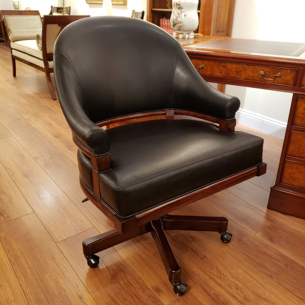 Swivel Office Chair - Solid Mahogany