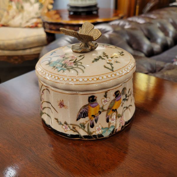 Porcelain Box with Bronze Butterfly