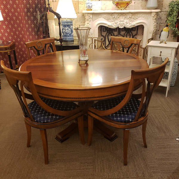 Directoire Pedestal Round Dining Table - Cherry